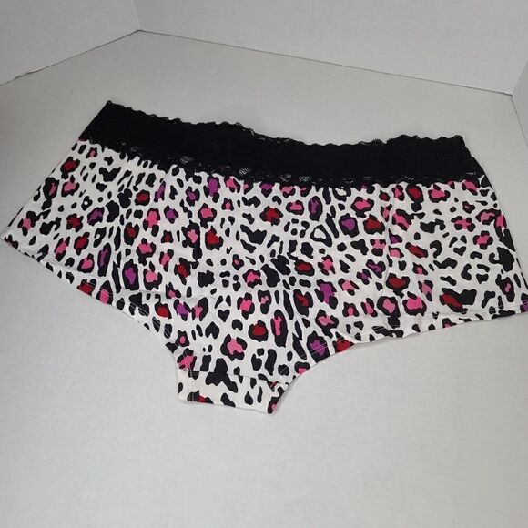 3X 22W 24W Torrid Boyshort White Cotton Panty Pink Leopard Black Lace Mid Rise - Picture 5 of 5